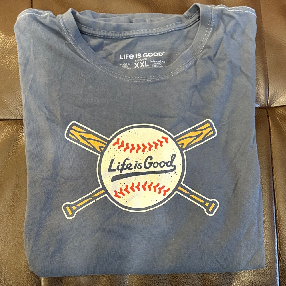 Life Is Good blue Baseball Tee